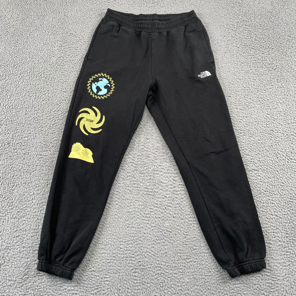The North Face Joggers Mens S Black Graphic Fleece Sweatpants Regular